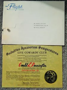 1961 ORIGINAL LIVE COWARDS' CLUB CITATION CERTIFICATE PRE-FLIGHT NEWS SAN CARLOS - Picture 1 of 1