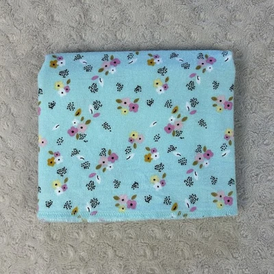 Gerber Aqua Blue Green Floral Baby Receiving Blanket Flower Pink Yellow Flannel - Image 1 of 4