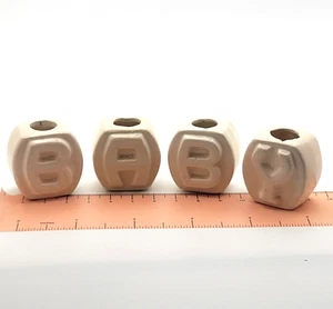 4 Letters BABY off white Ceramic Macrame Beads Craft Vtg for Plant Hangers CZCU - Picture 1 of 8