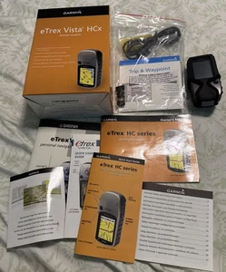 Garmin eTrex Vista HCx Handheld GPS Bundle Cable Manuals Disk Tested & Works EUC - Picture 1 of 14