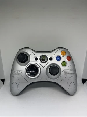 Xbox 360 Halo Reach Silver Wireless Controller READ - Image 1 of 3