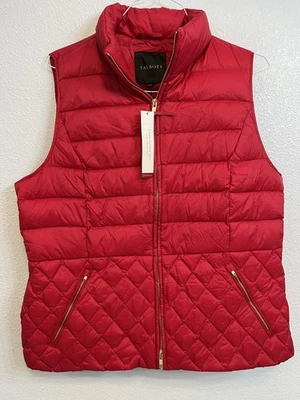 Talbots Quilted Down Puffer Vest Full Zip Pockets Women's Size XL Red - Image 1 of 4