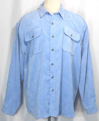 VTG Stag Hill Light Blue Corduroy Button Front Shirt Mens Size 2XL Beautiful - Image 1 of 4