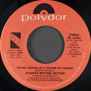 Atlanta Rhythm Section, I'm Not Gonna Let It Bother Me Tonight, (7", Spe), NM or - Picture 1 of 4