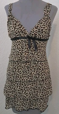 Top cami babydoll vintage Y2K pequeño lazo estampado leopardo en capas Foto 1 de 4