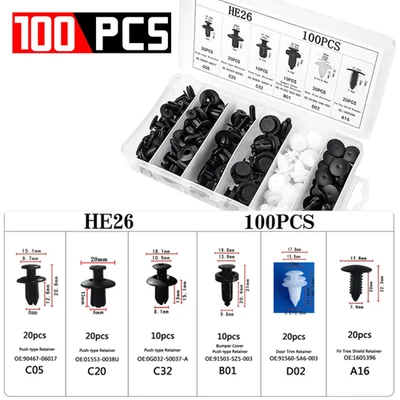 100 PCS Box Set Bumper Fender Liner Push Type Retainer Clips for Acura Fastener Foto 1 de 4