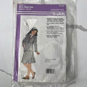 Simplicity Set-In Sleeve Shoulder Pads 2 Pads Thickness 3/8 In Vintage Unopened - Picture 1 of 6