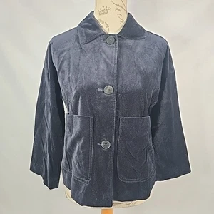 TOAST Boxy Cotton Velvet Jacket Inky Blue Black Night Collared BNWT Size XXS - Bild 1 von 19
