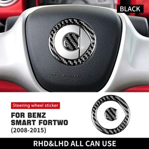 For Smart Fortwo 2008-2015 Steering Wheel Center Logo Cover Sticker Carbon Fiber - Foto 1 di 8