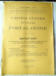 Collectible United States Official Postal Guide January 1919 - Picture 1 of 3