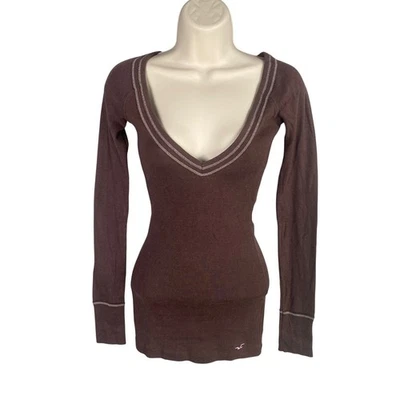 Vintage Y2k Hollister Babydoll Top Small Slim Fit V-Neck Bella Elena Grunge - Image 1 of 4