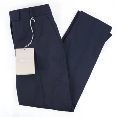 Pantalón Alexander McQueen Kickback Lana Pierna Recta Azul Marino Para Mujer Talla EU 42 Foto 1 de 4