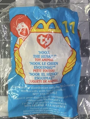 Vintage 1999 McDonald’s TY Beanie Baby Nook The Husky #11 Em Pacote Selado - Imagem 1 de 2