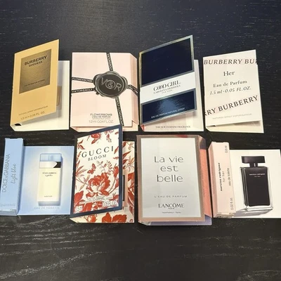 Top 8 Complimented Perfume Sample Set Women Designer EDP/EDT Vials - Image 1 of 2