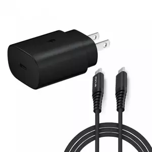 AUTHENTIC SAMSUNG 25W PD USB-C FAST HOME WALL CHARGER 6FT LONG TYPE-C USB CABLE - Picture 1 of 4