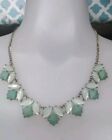Retro Statement Gold Tone Faceted Green Acrylic Beaded Bib Necklace