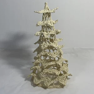 Vintage handgefertigt cremeweiß gehäkelt Weihnachtsbaum Topper Ornament Figur 7" - Bild 1 von 10