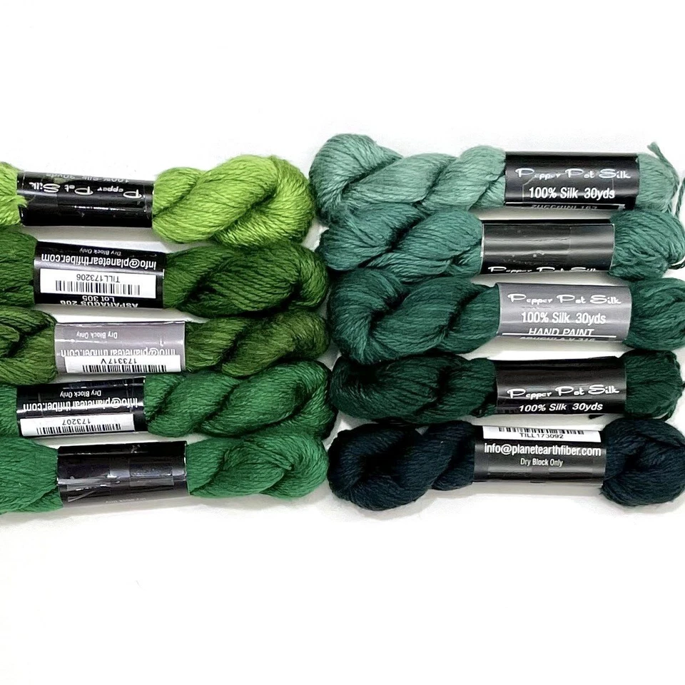 Planet Earth Pepper Pot single strand silk 10 skeins Leaf Greens needlepoint - Image 1 of 1