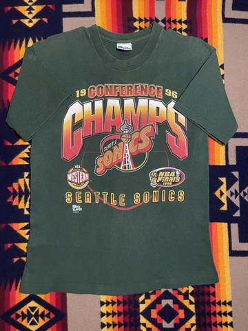 Vintage Seattle Supersonics Pro Player Shirt 1996 Playoffs Men’s M Green Champs Cover