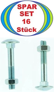 16 Schlossschrauben M8 x 50 mit Mutter Flachrundschrauben DIN 603 Vierkantansatz - Bild 1 von 2