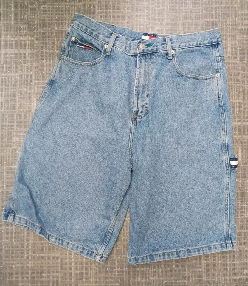 Pantalones Cortos De Colección Tommy Hilfiger Jean Carpintero Y2K Años 90 Sueltos Hip Hop Patinador Hombres 34 Foto 1 de 4