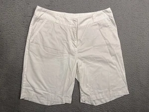 Garnet Hill Womens Shorts Solid White Size 8 Chino 8 in Inseam 100% Cotton - Picture 1 of 9