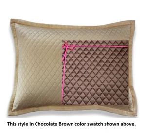 $275! NWT Ann Gish 100% Silk Charmeuse Quilted King Pillow Sham - Chocolate - Picture 1 of 1