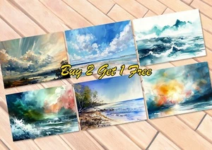 Seascape Serenity, Prints on Matte Paper | Tranquil Watercolor Ocean Art - Picture 1 of 27