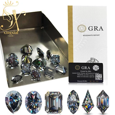 Dark Gray Color Fancy Cut Moissanite Stone VVS1 Loose Gemstones DIY Ring Jewelry - Image 1 of 4