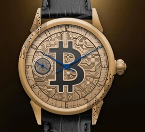 Reloj mecánico para hombre con esfera dorada Bitcoin - Reloj pulsera manual de lujo - Imagen 1 de 6