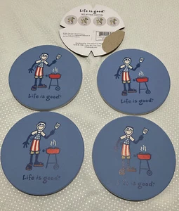 Life is Good JAKE GRILLING Juego de 4 Posavasos Cerámicos AZUL  - Imagen 1 de 6