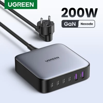 UGREEN 200W GaN Charger Desktop 6 in 1 Fast Charger For Laptop iPhone Xiaomi Mac - Image 1 of 4