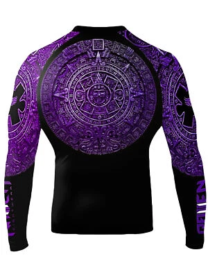 Raven Fightwear Men's Aztec Ranked Rash Guard MMA BJJ Purple  - Image 1 of 3