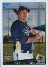 2009 Topps Chrome Milwaukee Brewers Baseball Card #206 Brad Nelson RC