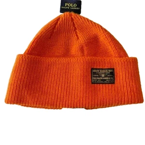 POLO RALPH LAUREN Men's MILITARY INFANTRY Wool Beanie Hat Watch Ski Cap Orange - Picture 1 of 5