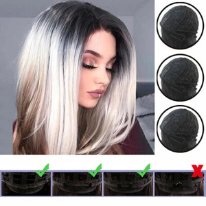 Damen Blond Gold Ombre Volle Perücke Bob Echthaar Glattes Perücken Cosplay HOT - Bild 1 von 7