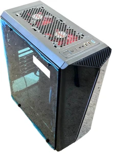 Blk Mid-Tower Gaming Computer PC Case ATX mATX ITX 3 Fans Tempered Glass USB 3.0 - Picture 1 of 8