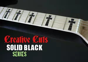 Goth Iommi Cross BLACK Fretboard Markers Vinyl Inlay Decal for Maple Neck GUITAR - Picture 1 of 5