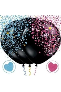 Gender Reveal Balloons Jumbo 36 inch Black Gender Reveal Balloon with Confetti - Picture 1 of 1