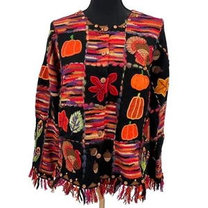 Design Options Philip Jane Gordon Embellished Fall Thanksgiving Cardigan Medium - Picture 1 of 7