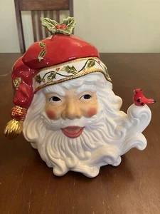 Radko Santa W Holly Cookie Jar - Home For The Holidays 2002 - Read - Picture 1 of 20