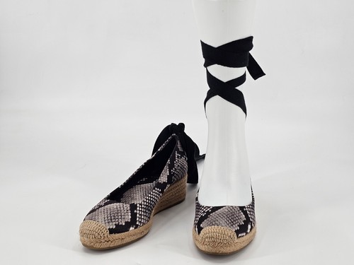 Tory Burch 42949 Heather zeppa espadrillas stampa serpente avvolgente alla caviglia taglia 6M