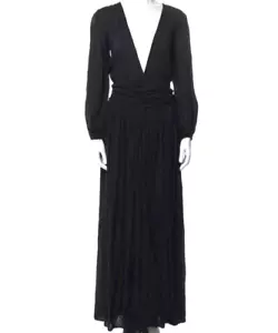 Jen's Pirate Booty Women’s Deep V-Neck Black Maxi Dress size M Cotton Whimsigoth - Picture 1 of 9
