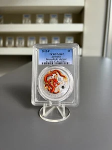 2012 Perth Mint Red Dragon Colorized PCGS MS67 - Picture 1 of 3