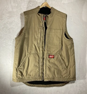 Milwaukee Men's X-Large Brown Heavy-Duty Sherpa-Lined Vest with 5-Pockets - Image 1 of 4