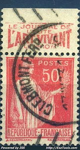 FRANCE TYPE PAIX N° 283 BANDELETTE PUB L'ART VIVANT AVEC OBLITERATION  - Picture 1 of 1