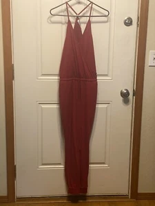 NWT Red Sleeveless Jumpsuit 1 Pc Jogger Outfit Side Pockets Size M - Picture 1 of 6