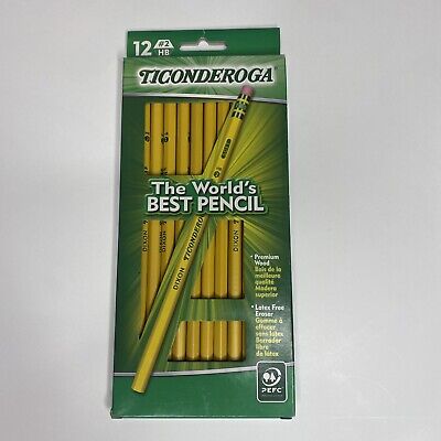 TICONDEROGA Pencils Wood-Cased Unsharpened Graphite #2 HB Soft Yellow 12-Pack • 8.99$
