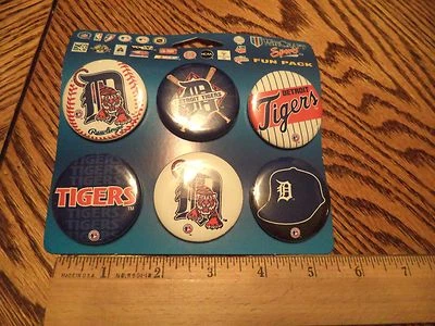 New Set Of 6 Detroit Tigers Buttons pinbacks flatbacks Fan Special - Image 1 of 3