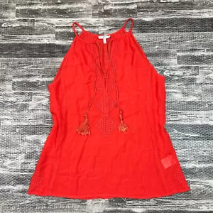 Joie Tank Top Womens sz XS 100% Silk Embroidered Sleeveless Tunic Tassle Blouse - Picture 1 of 9